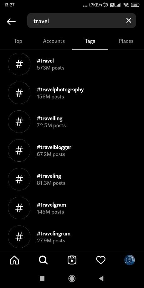 Travel hashtags for Instagram